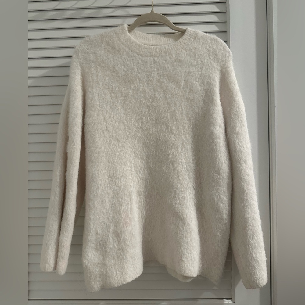 Soft Fuzzy White Women's Sweater